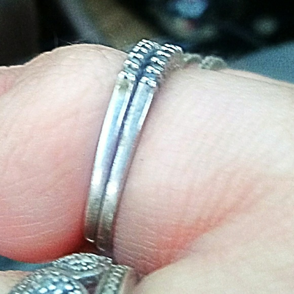 2 Sterling Silver Diamond Stackable/Wedding Bands - Picture 2 of 3